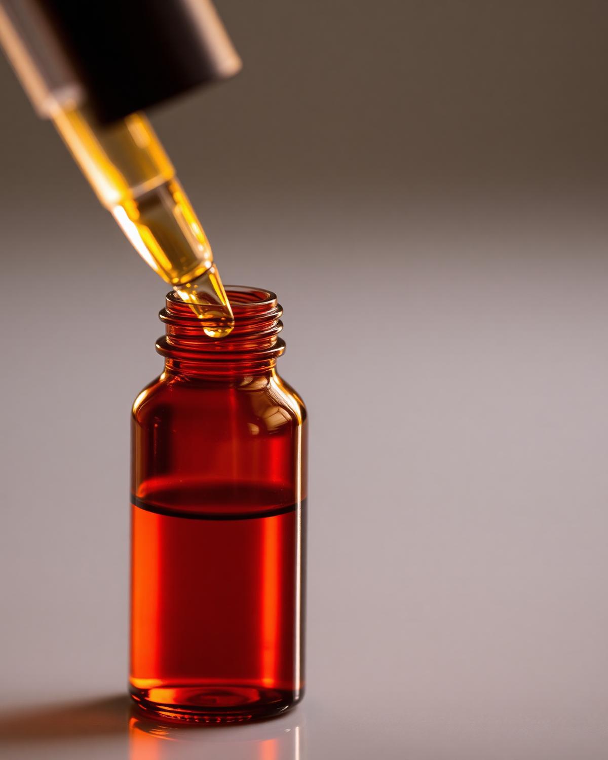 Amber dropper bottle close-up