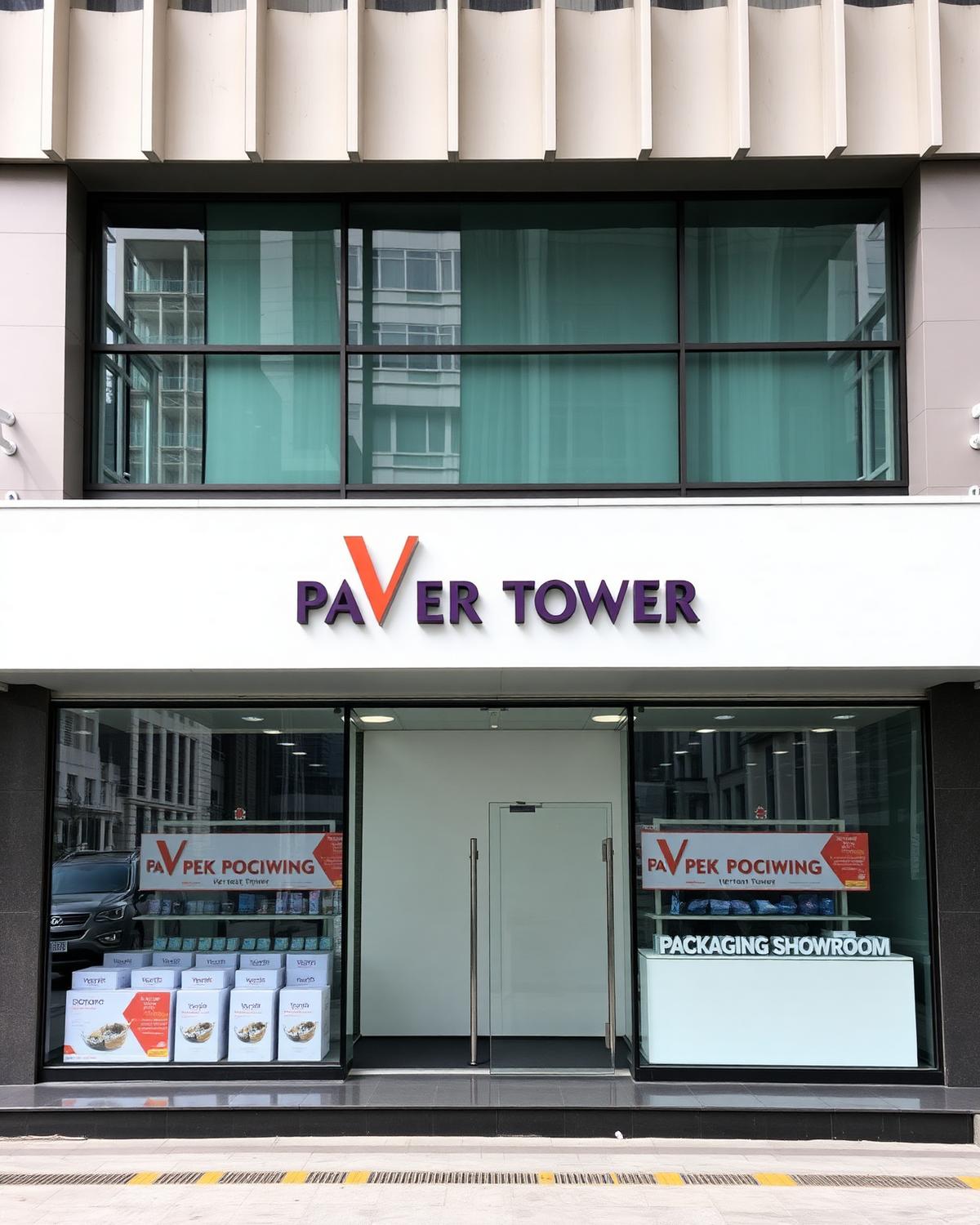 Showroom storefront at Vertex Tower A